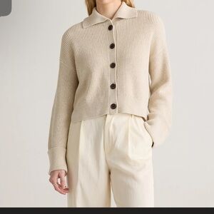 Quince Beige Button-Up Women's Cardigan